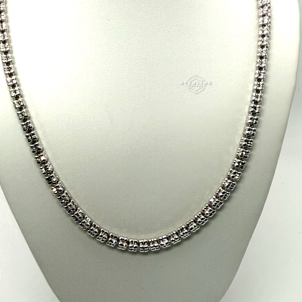 Ice Chain - Rhodium - 925 Silver - 4mm 22"