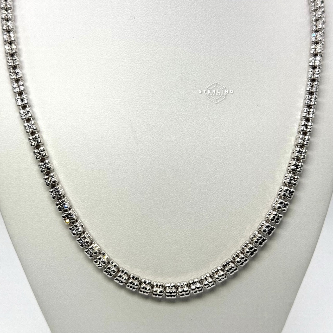 Ice Chain - Rhodium - 925 Silver - 4mm 22"