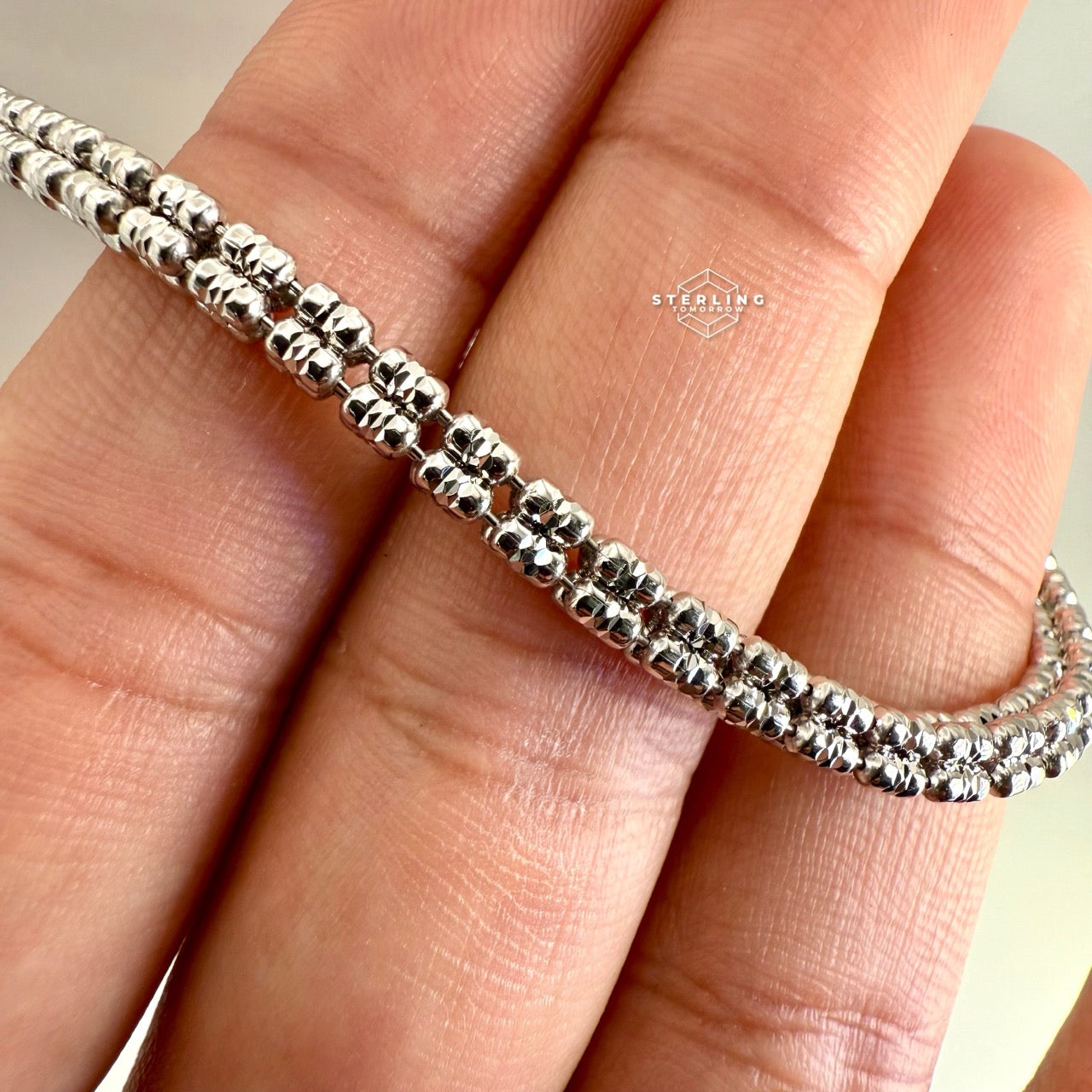 Ice Chain - Rhodium - 925 Silver - 4mm 22"