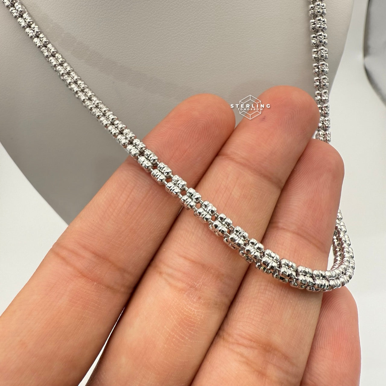 Ice Chain - Rhodium - 925 Silver - 4mm 22"