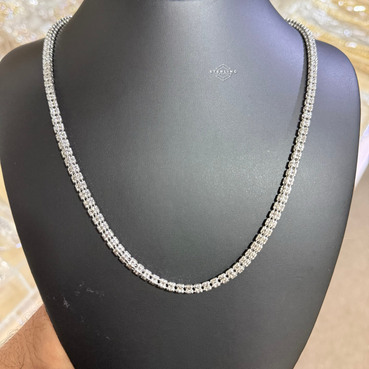 Ice Chain - Rhodium - 925 Silver - 4mm 22"