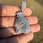 Moneybags Iced Out Pendant 14k White Gold Plated