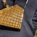 Iced Diamond Shape Pendant CZ Hip Hop Chain Gold or Silver Geometric Bling Necklace Statement Jewelry + Steel Rope Chain