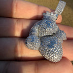 Moneybags Iced Out Pendant 14k White Gold Plated