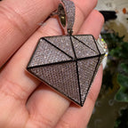 Iced Diamond Shape Pendant CZ Hip Hop Chain Gold or Silver Geometric Bling Necklace Statement Jewelry + Steel Rope Chain