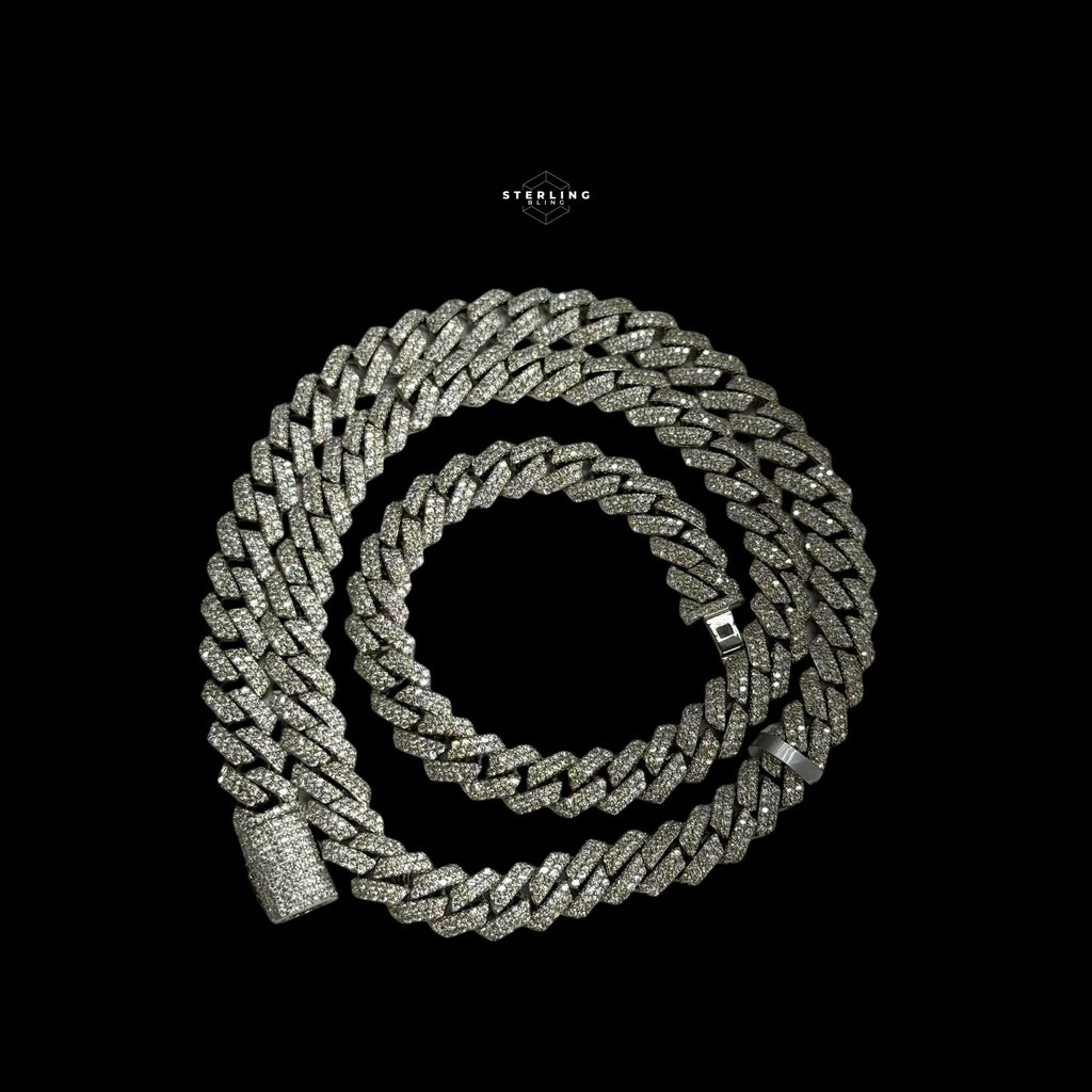 Moissanite Prong Cuban Chain 8mm 22"