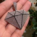 Iced Diamond Shape Pendant CZ Hip Hop Chain Gold or Silver Geometric Bling Necklace Statement Jewelry + Steel Rope Chain