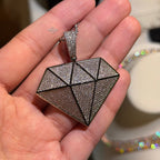 Iced Diamond Shape Pendant CZ Hip Hop Chain Gold or Silver Geometric Bling Necklace Statement Jewelry + Steel Rope Chain