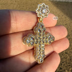 Pear Cut Cross Pendant 14k Gold Plated