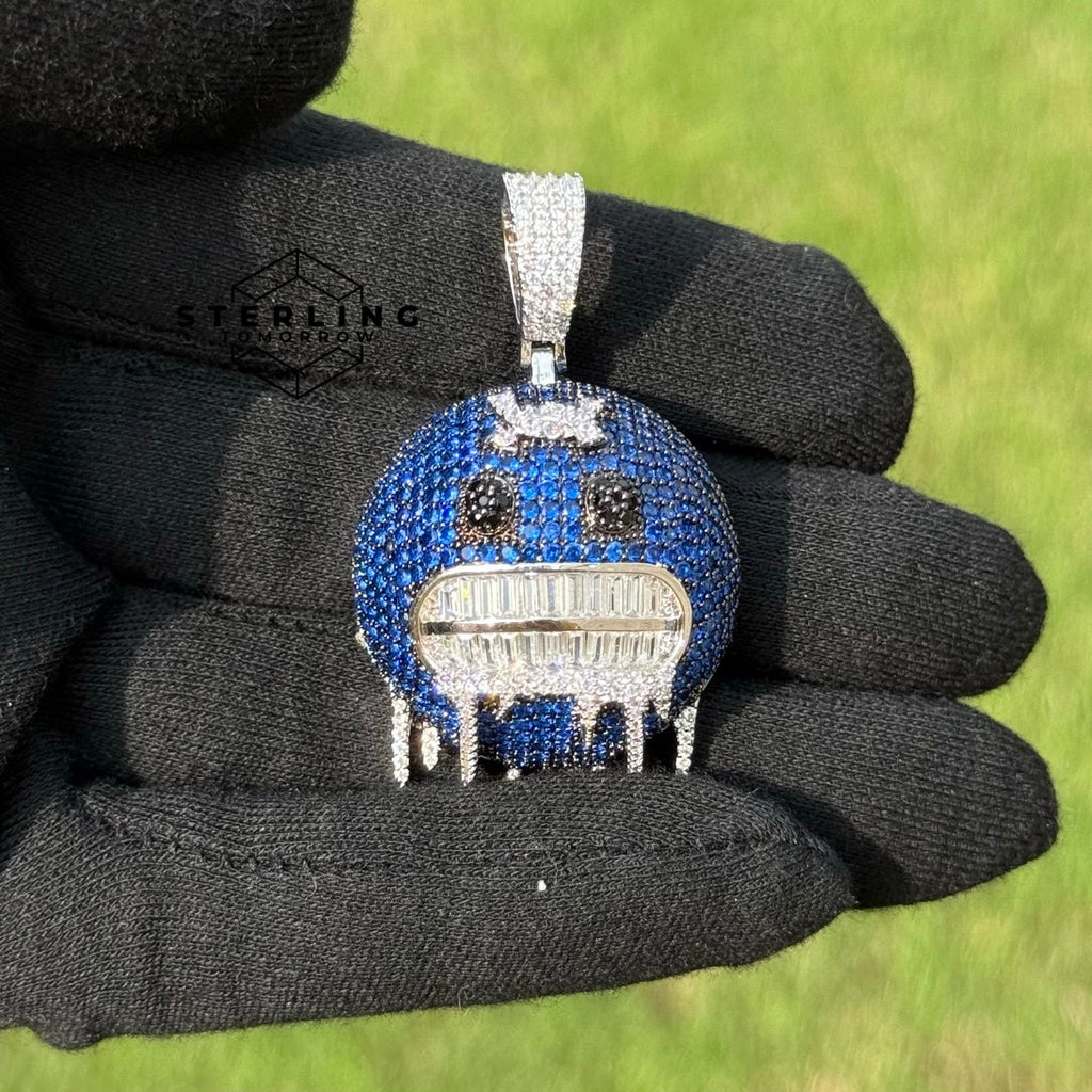 Blue Frozen Emoji Iced Out Pendant