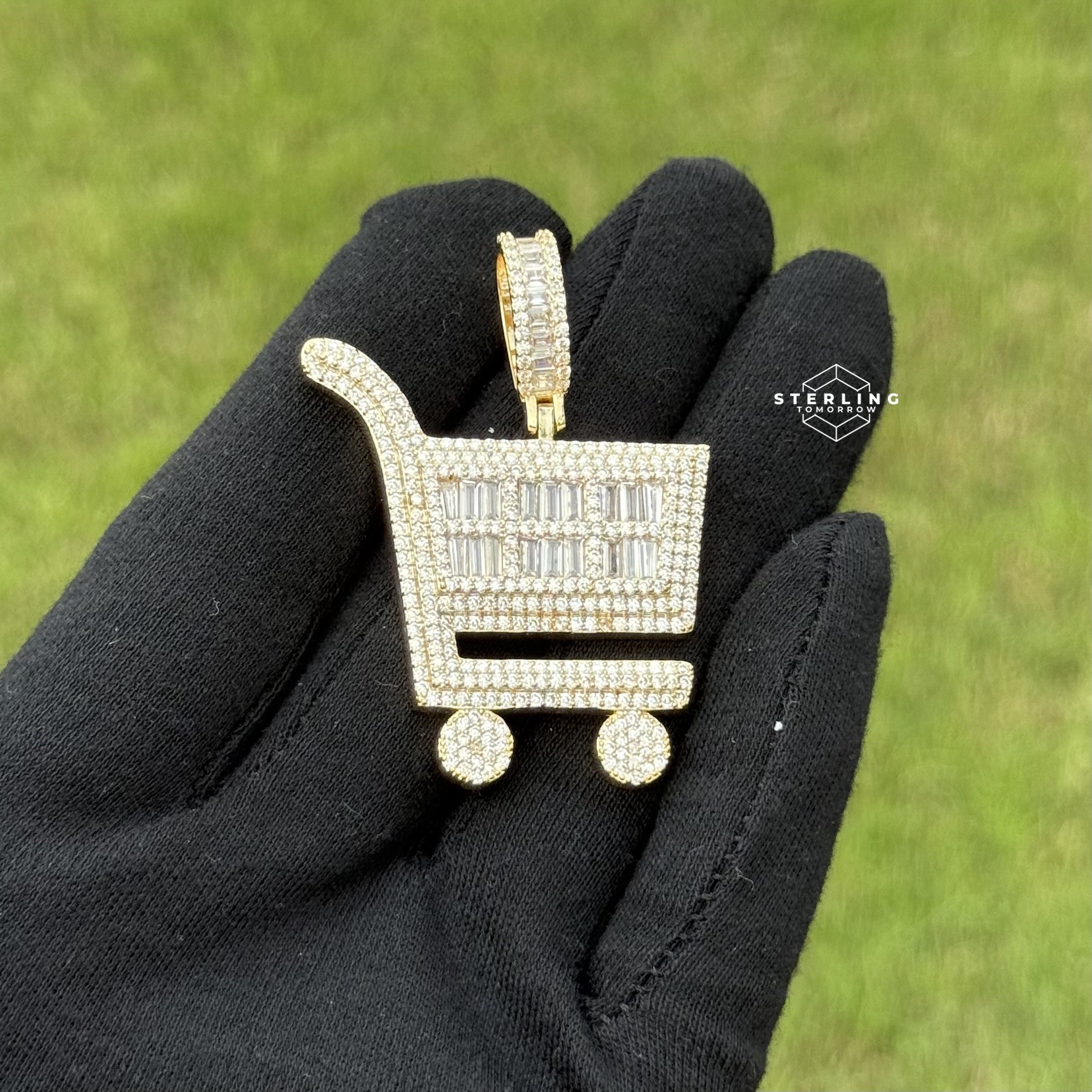 Hustler Shopping Cart Gold Tone Hip Hop Pendant