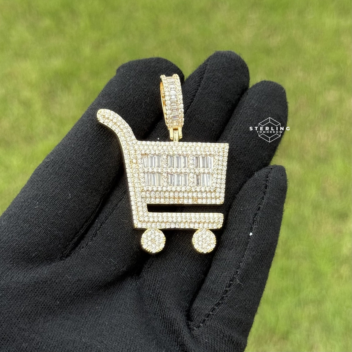 Hustler Shopping Cart Gold Tone Hip Hop Pendant