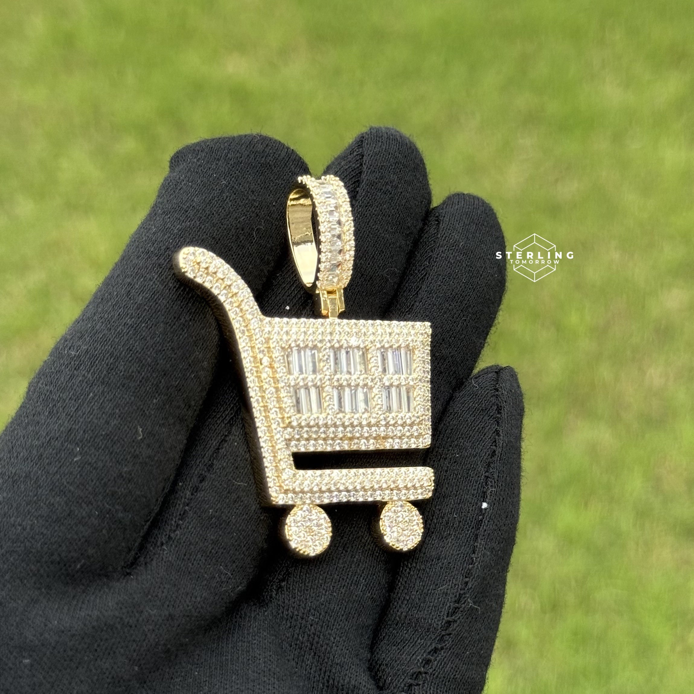 Hustler Shopping Cart Gold Tone Hip Hop Pendant