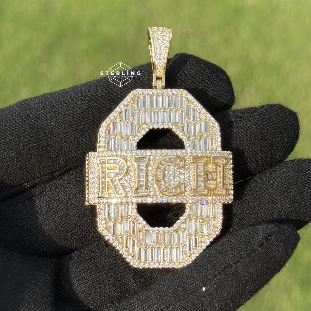 "0 RICH" Hip Hop Bling Pendant