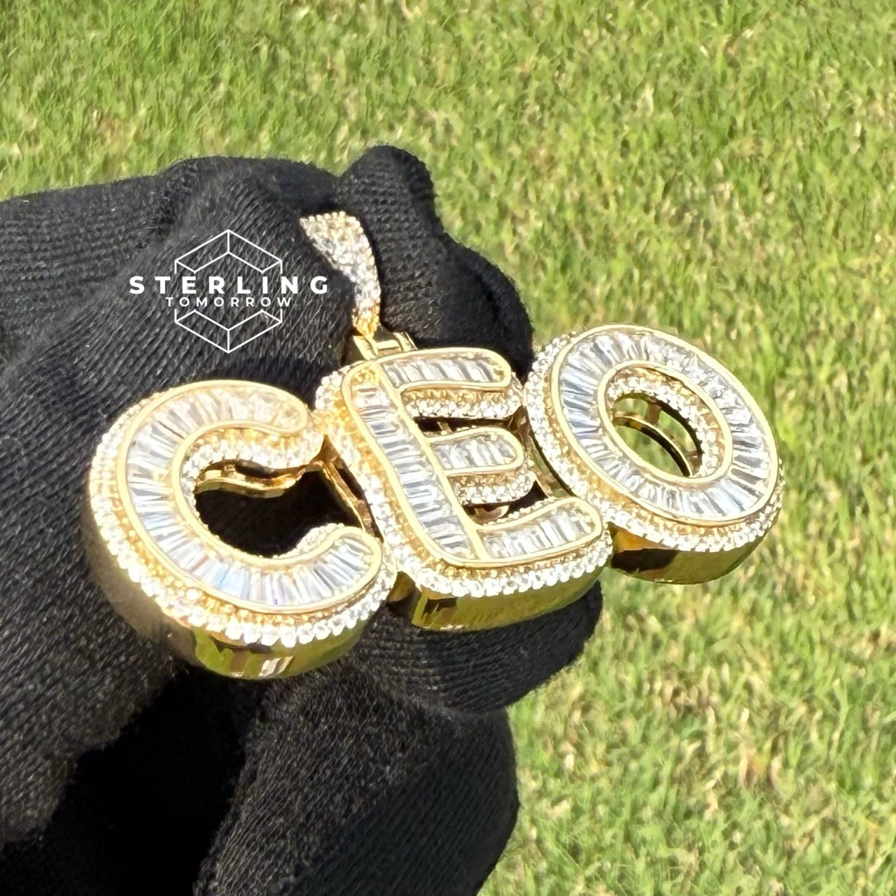 CEO Baguette Gold Tone Pendant