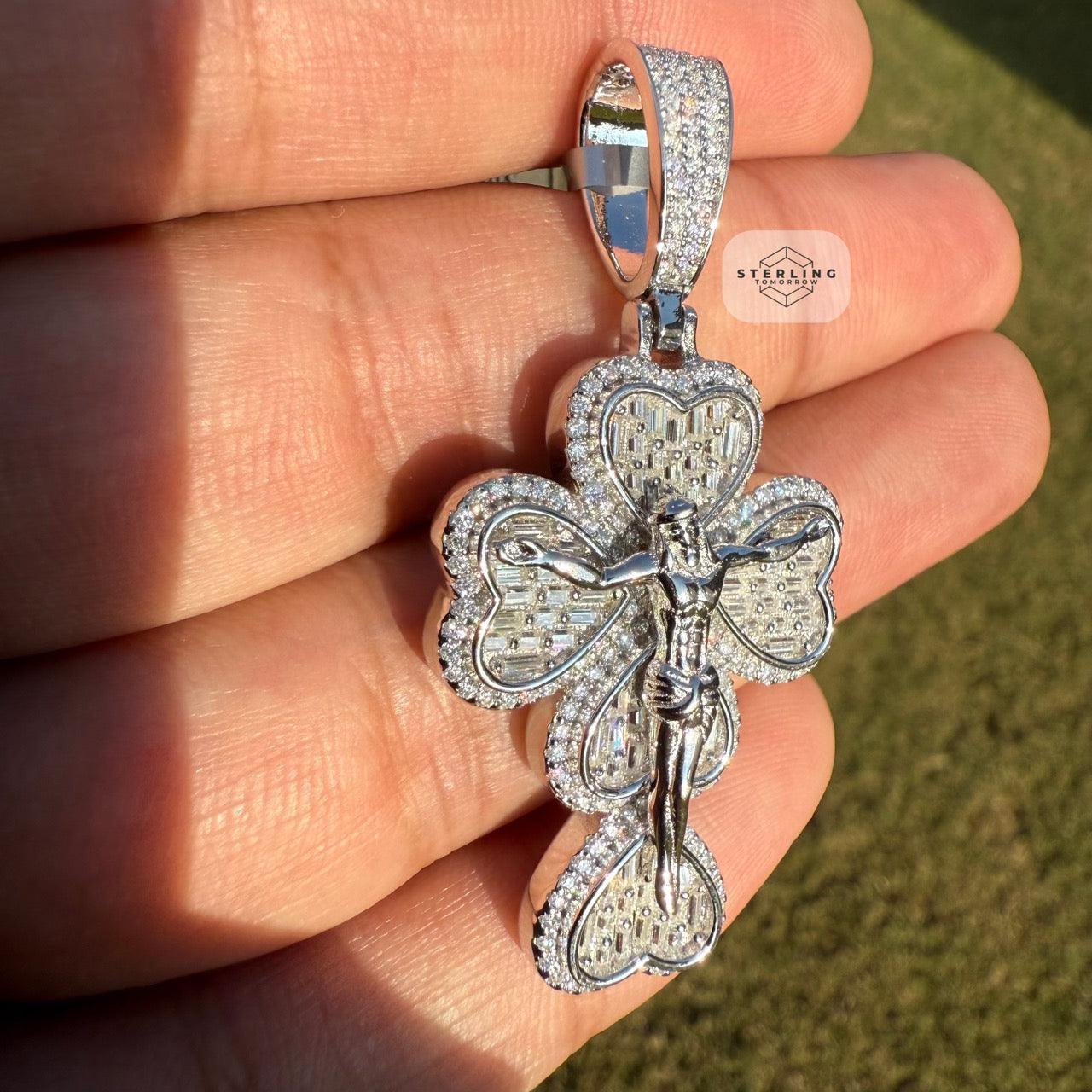 Moissanite Jesus Cross Crucifix Pendant