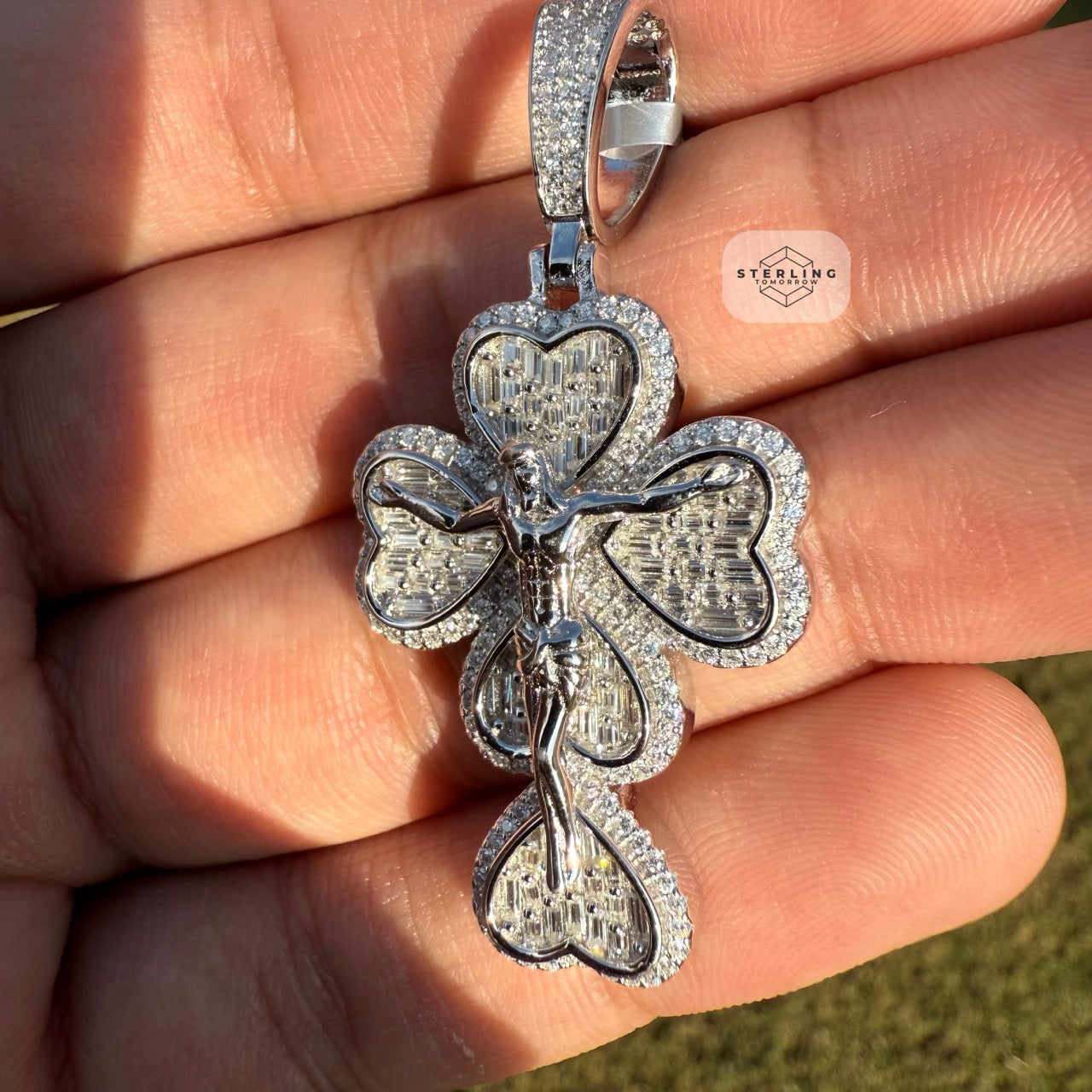 Moissanite Jesus Cross Crucifix Pendant