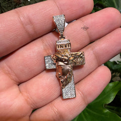 Moissanite Rose Jesus Cross Pendant