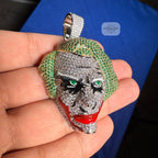 14K Gold Plated Clown Face Pendant Iced Out CZ Diamonds + Free Rope Chain