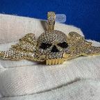 14K Gold Iced Out Winged Skull Pendant | CZ Diamond Hip Hop Gothic Necklace with Free Chain