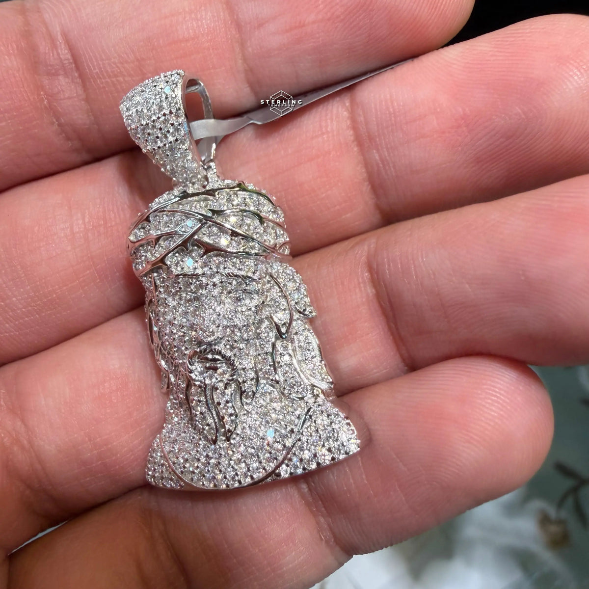 Moissanite Jesus Bust Pendant