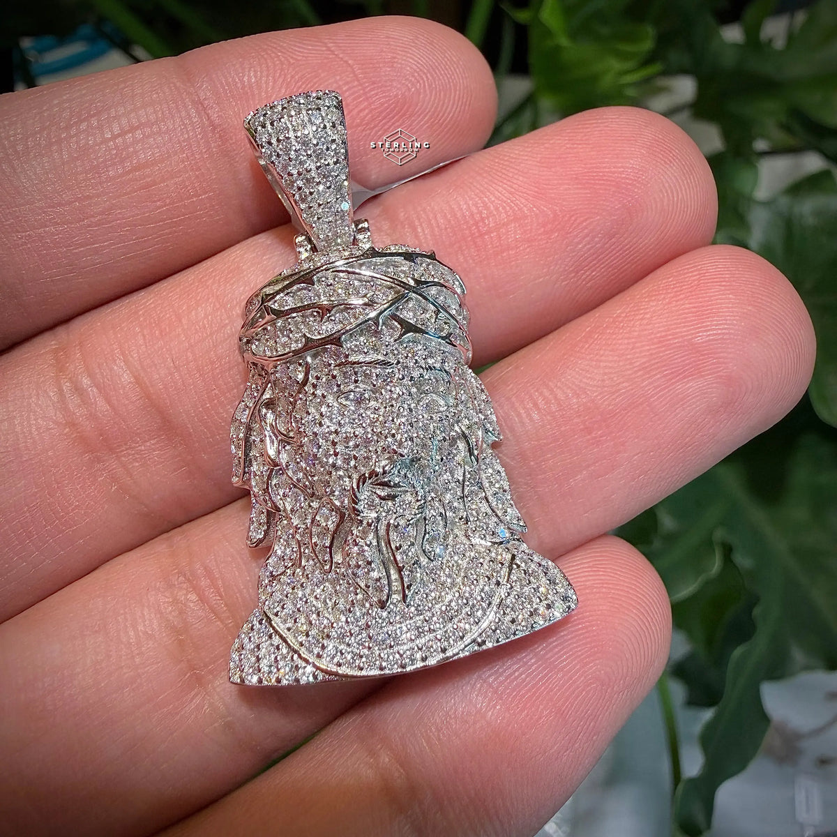 Moissanite Jesus Bust Pendant