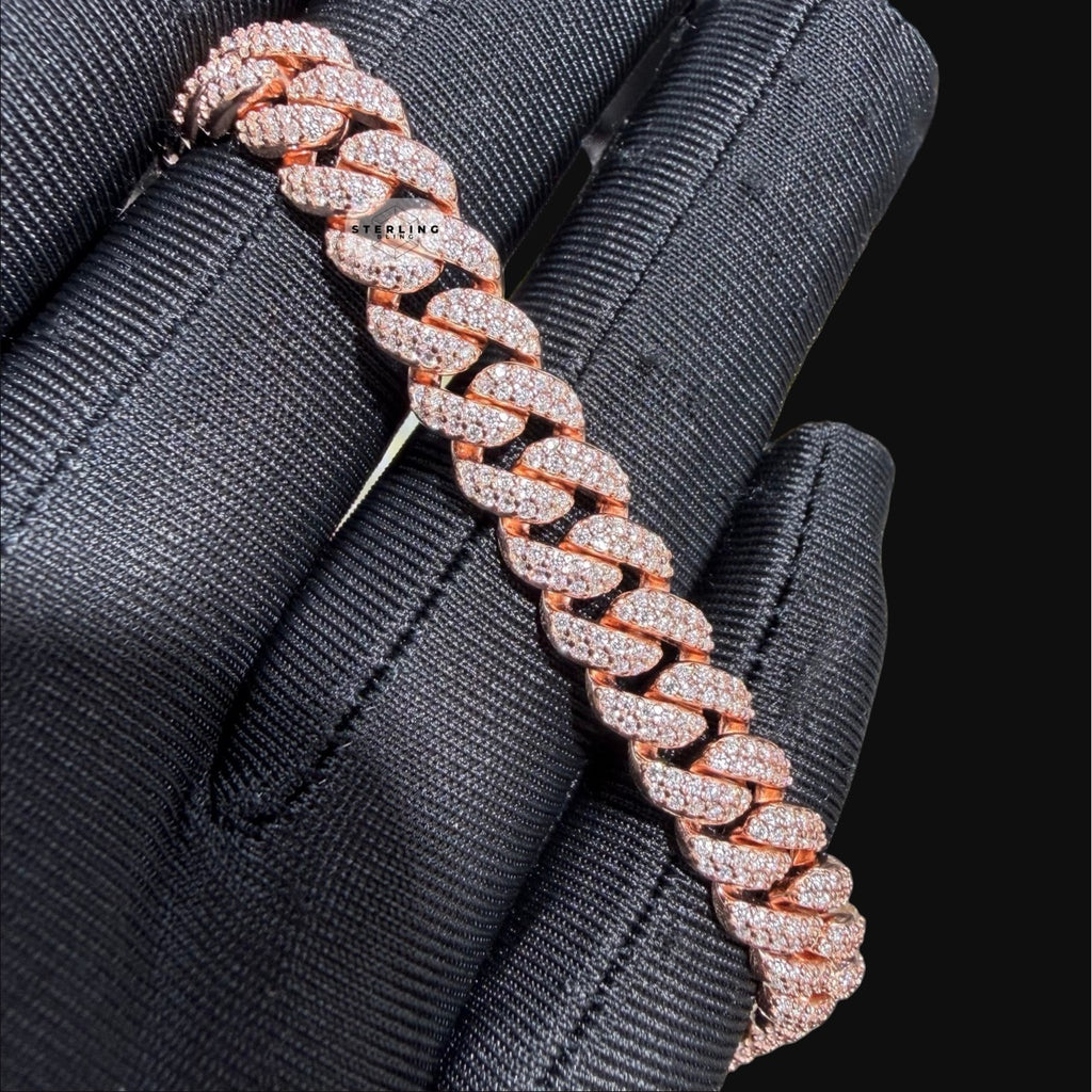 8mm Miami Cuban Link Moissanite Bracelet 8” Rose Gold Over 925 Sterling Silver Iced Out Diamond Look Bracelet for Men Women Hip Hop Jewelry Gift (Copy)