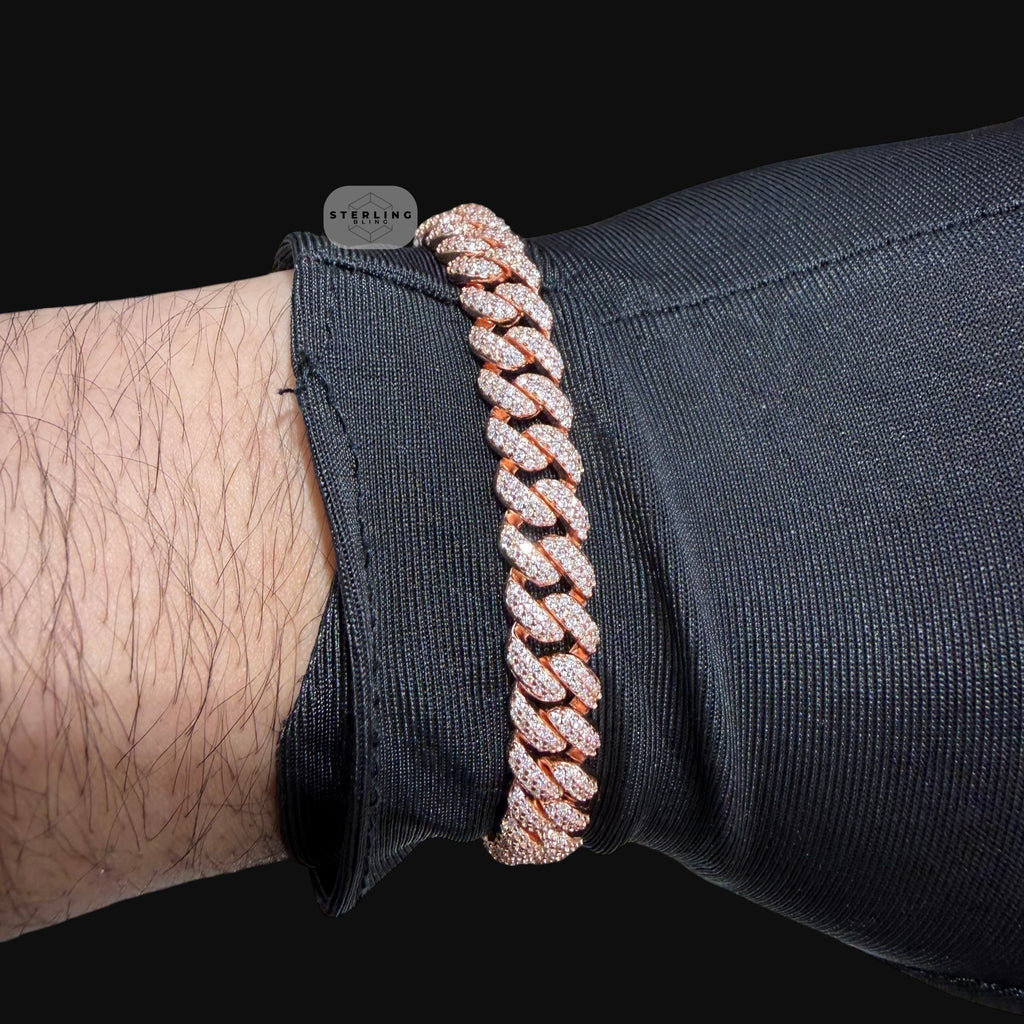 8mm Miami Cuban Link Moissanite Bracelet 8” Rose Gold Over 925 Sterling Silver Iced Out Diamond Look Bracelet for Men Women Hip Hop Jewelry Gift (Copy)