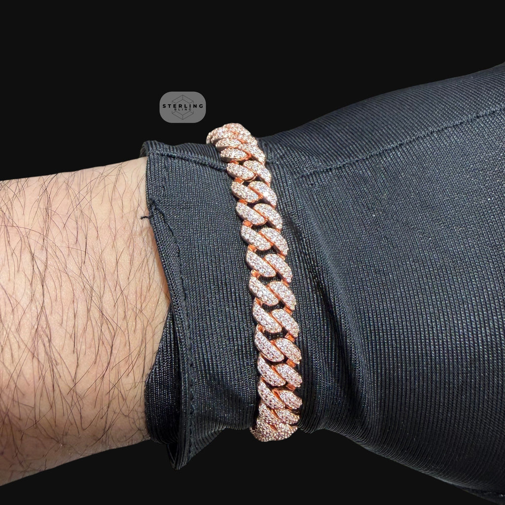 8mm Miami Cuban Link Moissanite Bracelet 8” Rose Gold Over 925 Sterling Silver Iced Out Diamond Look Bracelet for Men Women Hip Hop Jewelry Gift (Copy)