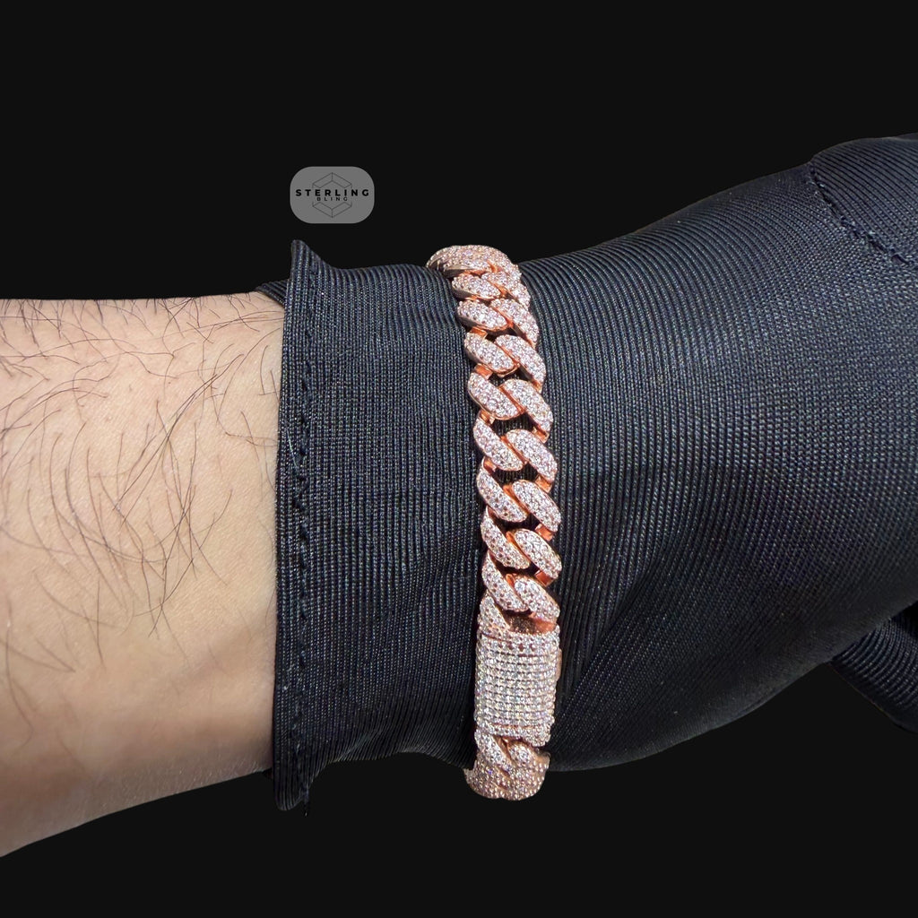 8mm Miami Cuban Link Moissanite Bracelet 8” Rose Gold Over 925 Sterling Silver Iced Out Diamond Look Bracelet for Men Women Hip Hop Jewelry Gift (Copy)