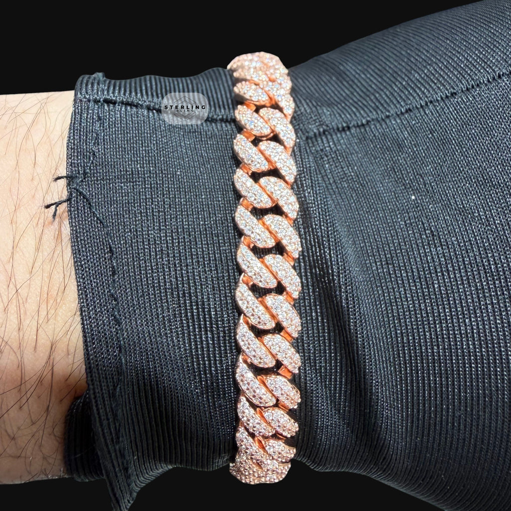 8mm Miami Cuban Link Moissanite Bracelet 8” Rose Gold Over 925 Sterling Silver Iced Out Diamond Look Bracelet for Men Women Hip Hop Jewelry Gift (Copy)