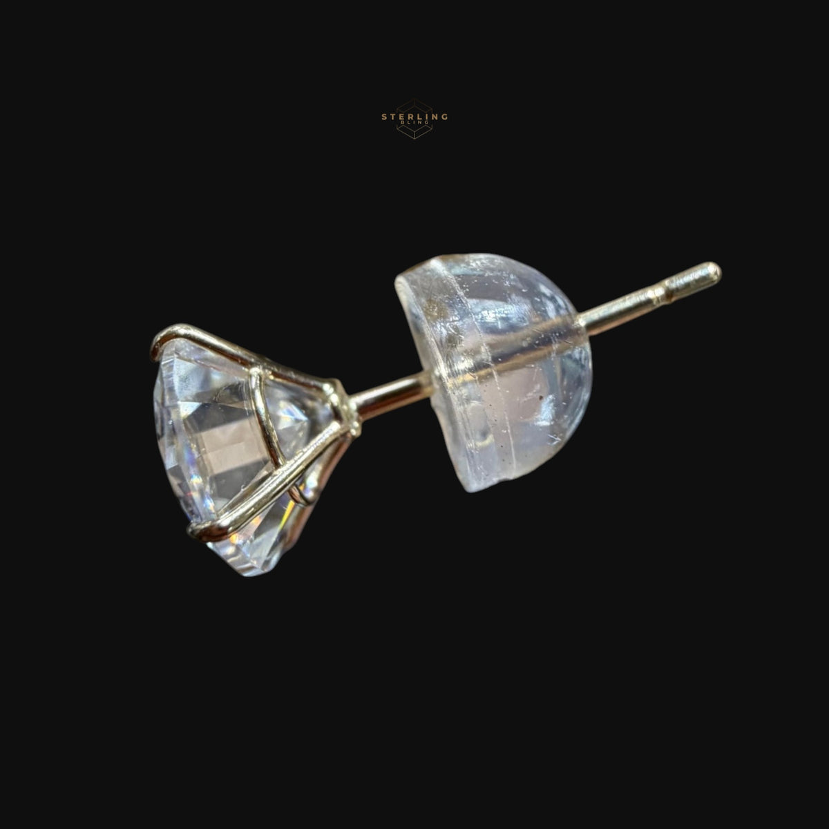 10K Solid Gold Moissanite Stud Earrings, D Color VVS Round Basket Studs, Push Back Earrings, 3mm-8mm, 0.2-4 CTW Gift