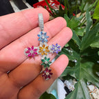 Moissanite Flower Color Cross Pendant