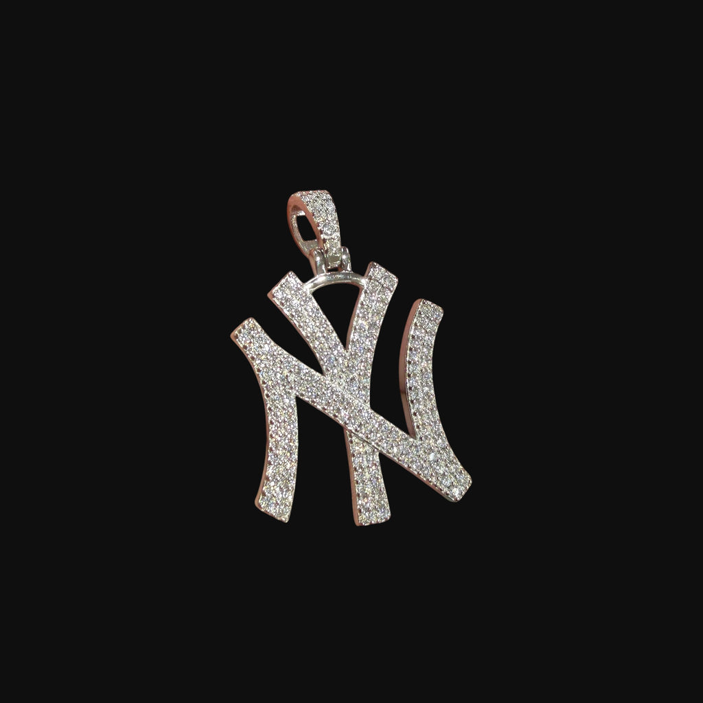 Moissanite NY Pendant VVS D 925 Sterling Silver w/ 22" Italy 925 Silver Box Chain