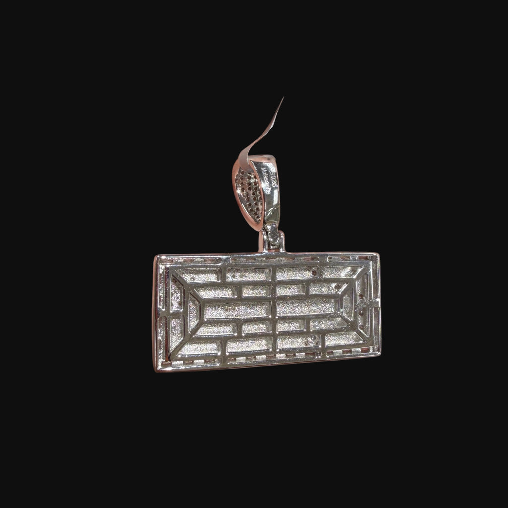Moissanite $100 Benjamin Franklin Money Pendant, Iced Out Dollar Bill Necklace, 925 Silver Hip Hop