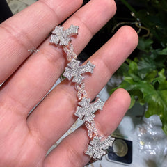 Moissanite Rose Two Tone Cross Infinity Bracelet 17mm 8"