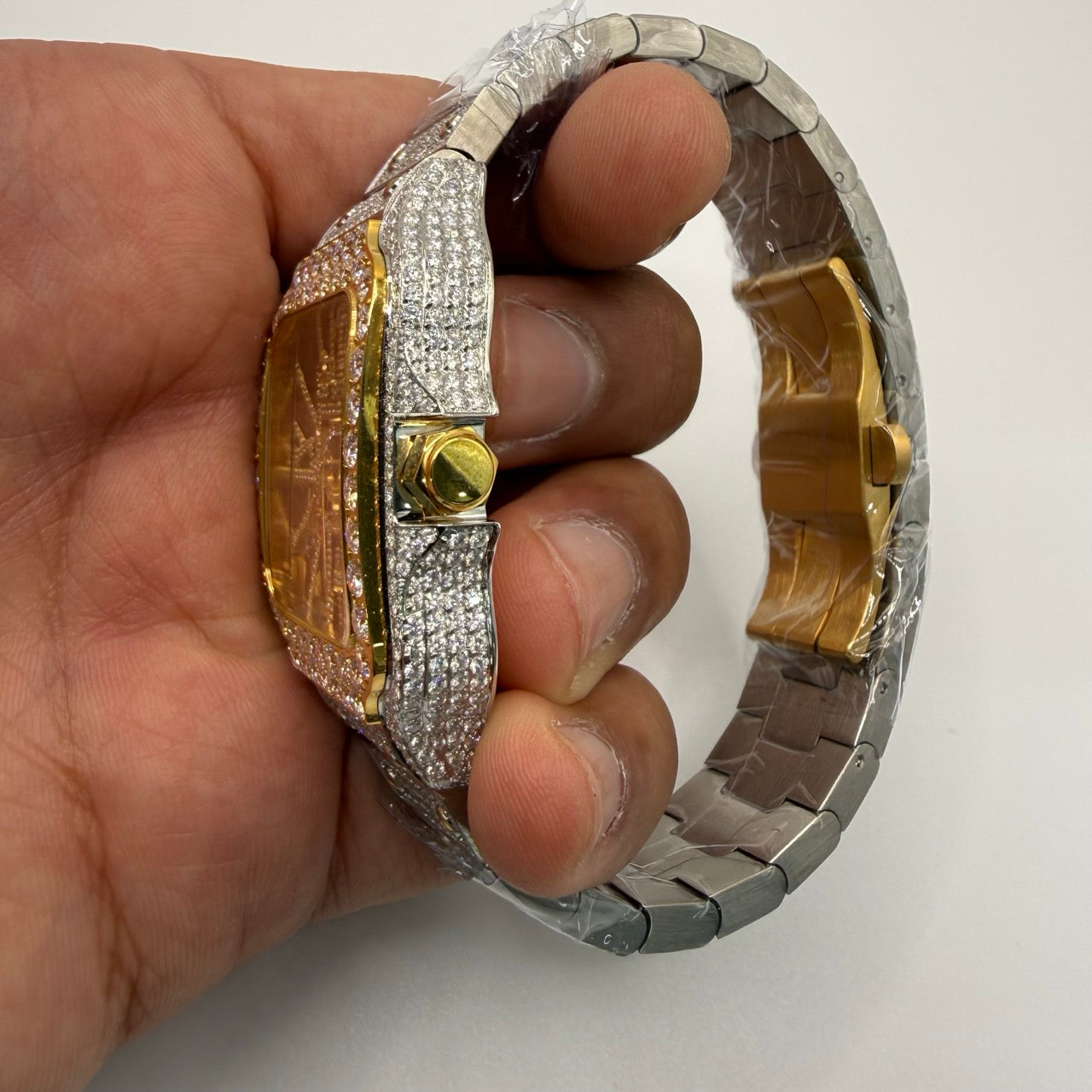 Yellow Skeleton Moissanite Watch