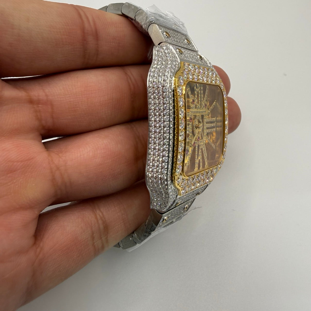 Yellow Skeleton Moissanite Watch