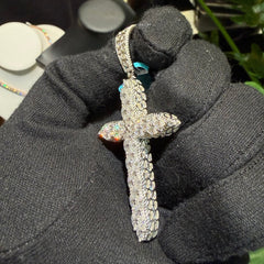Moissanite Pear Cut Cross Pendant