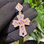 Moissanite Rose Color Cross Pendant