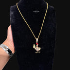 Iced Out Money Chicken Pendant Gold CZ Cartoon Bird Hip Hop Necklace with Free Chain