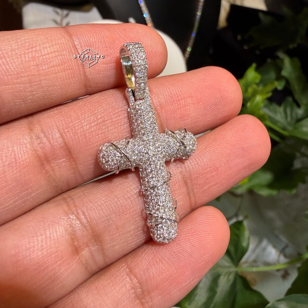 Moissanite Thorns Cross Pendant