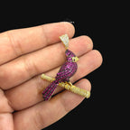 Iced Out Cardinal Bird Pendant Necklace Pink Red CZ Gold Hip Hop Statement Charm with Free Chain