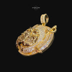 Iced Out Pirate Skull Pendant Necklace Gold CZ Baguette Hip Hop Skull Charm with Free Rope Chain