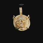 Iced Out Pirate Skull Pendant Necklace Gold CZ Baguette Hip Hop Skull Charm with Free Rope Chain