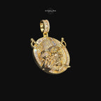 Iced Out Pirate Skull Pendant Necklace Gold CZ Baguette Hip Hop Skull Charm with Free Rope Chain