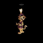 Cartoon Dog Iced 14K Gold Plated CZ + AntiTarnish Rope Chain