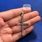 Moissanite Tennis Cross Pendant 925 Silver Iced Out + Steel Rope Chain Gift Men