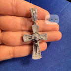 Moissanite Crucifix Cross Jesus Pendant 925 Silver Iced Out Steel Rope Chain