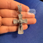 Moissanite Crucifix Cross Jesus Pendant 925 Silver Iced Out Steel Rope Chain